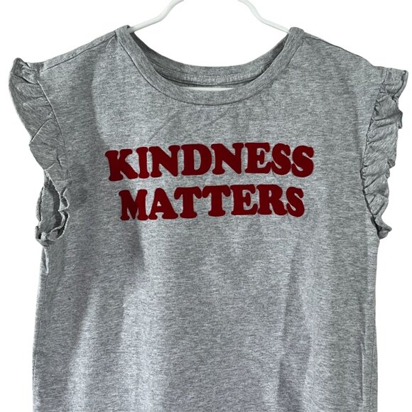 Gymboree Girls Kindness Matters Ruffle Sleeve Tee Gray Size L 10-12 - Picture 2 of 10